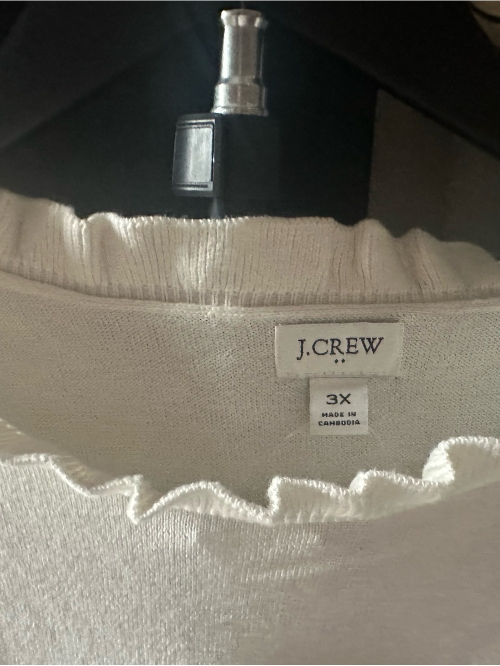 J.Crew Women's Cream Ruffle-Trim Lightweight Sweater - Picture 3 of 4